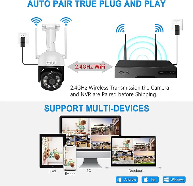 3MP PTZ CKK Cameras, 8 Channel 3MP WiFi Surveillance NVR System, 2 Way Audio - Image 5