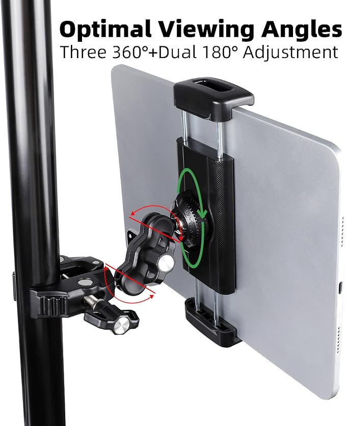 Tablet Holder for Microphone Stand/Treadmill/Spin Bike/Stroller/Golf - Image 4