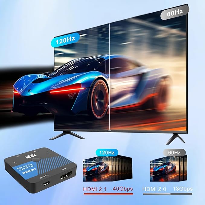 8K HDMI Switch 2 in 1 Out 4K@120Hz HDMI Switcher Support HDR10+, Dolby Vision - Image 3