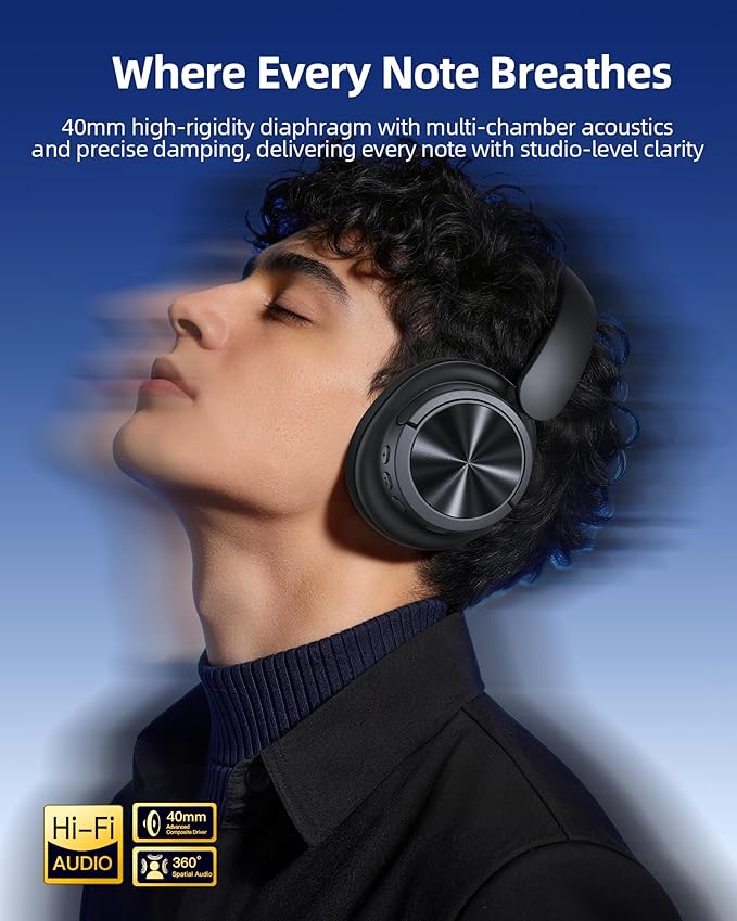 Hybrid Active Noise Cancelling Headphones 120H Playtime Wireless Headphones - Image 2