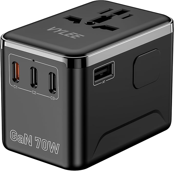 VYLEE 70W GaN International Travel Adapter, Universal Power Adapter by VYLEETechnologyLLC