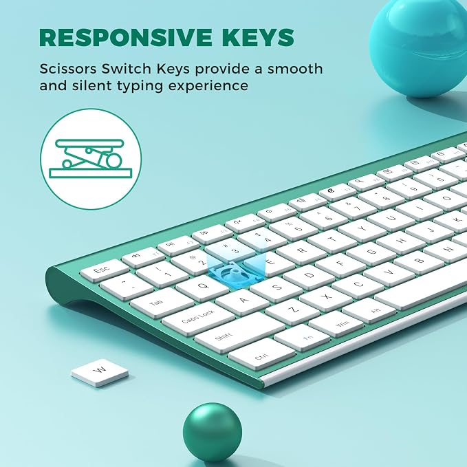 Wireless Keyboard and Mouse, Vssoplor 2.4GHz Rechargeable Compact Quiet - Image 4