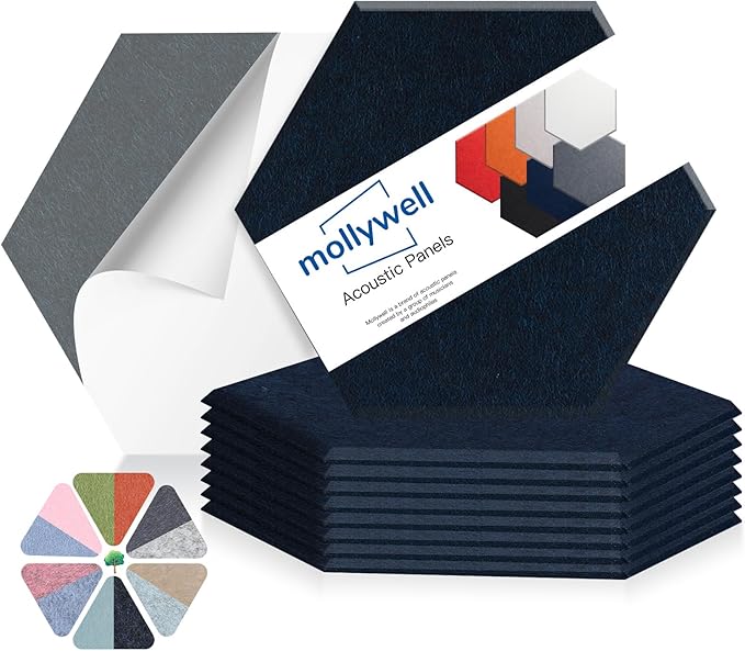 Mollywell Hexagon Acoustic Panels, High Density, Soundproofing, Decorative by Mollywell