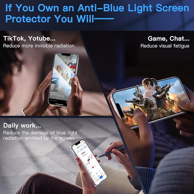 Uyiton Anti-Blue Light for iPhone 14 Screen Protector - Image 3