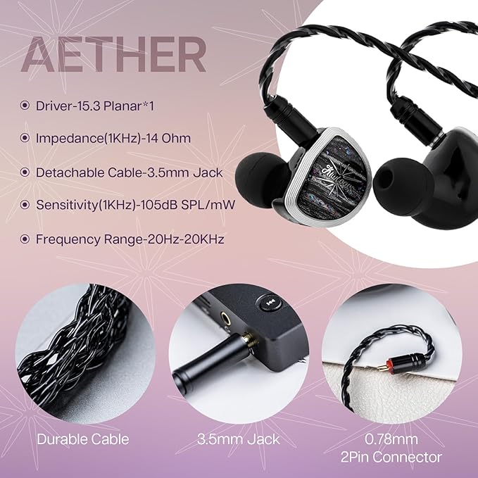 Linsoul Kiwi Ears Aether in Ear Monitor, 15.3mm Large Planar Driver IEM Earphone - Image 4