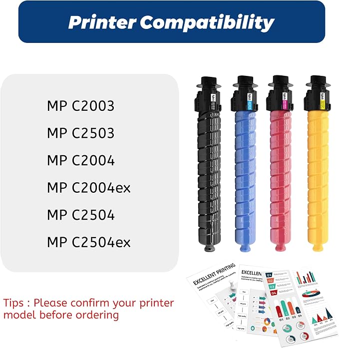 MP C2003 C2503 Toner Cartridge Black Cyan Magenta Yellow - Image 3