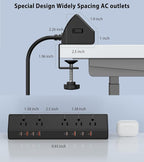 Desk Clamp Power Strip 65W Fast Charging Station, 4 PD USB-C, 5 Outlets - Image 6