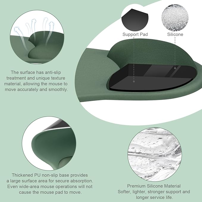 MOSISO Wrist Rest Support for Mouse Pad&Keyboard Set, Circle Curved Ergonomic - Image 2