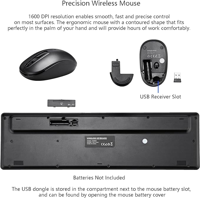 Wireless Keyboard and Mouse Combo, 2.4G Silent Cordless Keyboard Mouse Combo - Image 6