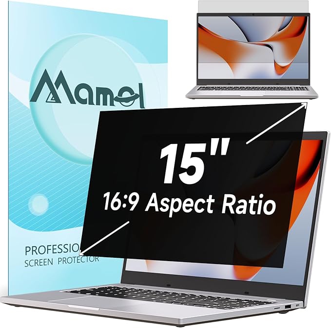 Nano Laptop Privacy Screen 15.6 Inch 16:9, No Glue Computer Monitor Privacy by Mamol