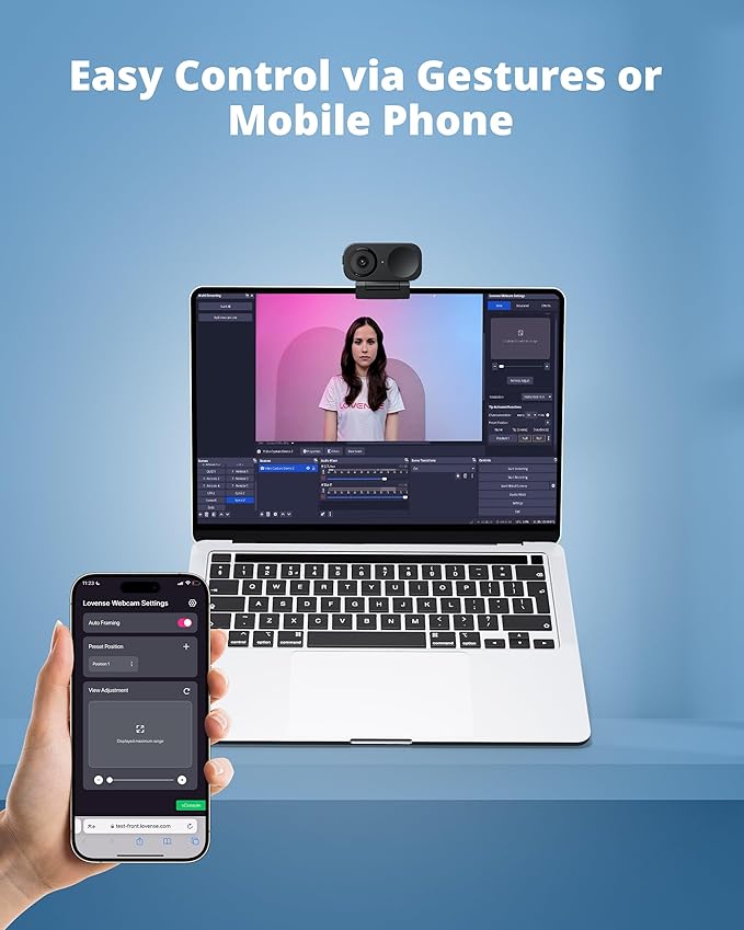 LOVENSE Webcam 2 4k for PC, Live Streaming Camera 1/2" Sensor True Focus Al - Image 5