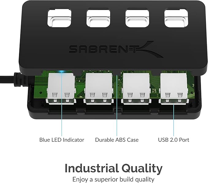 SABRENT 4 Port USB 2.0 Data Hub - Image 9