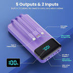 Portable Charger 40800mAh with 3 Built-in Cable, PD 25W USB C in&Out Power Bank - Image 2
