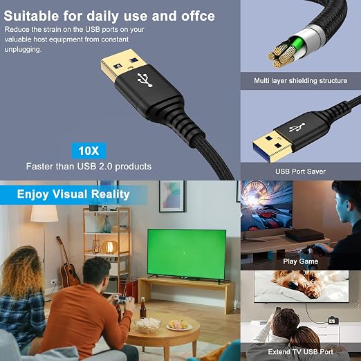 USB Extension Cable 6FT, 2 Pack USB Extender High Speed USB3.0 Extension Cord - Image 4