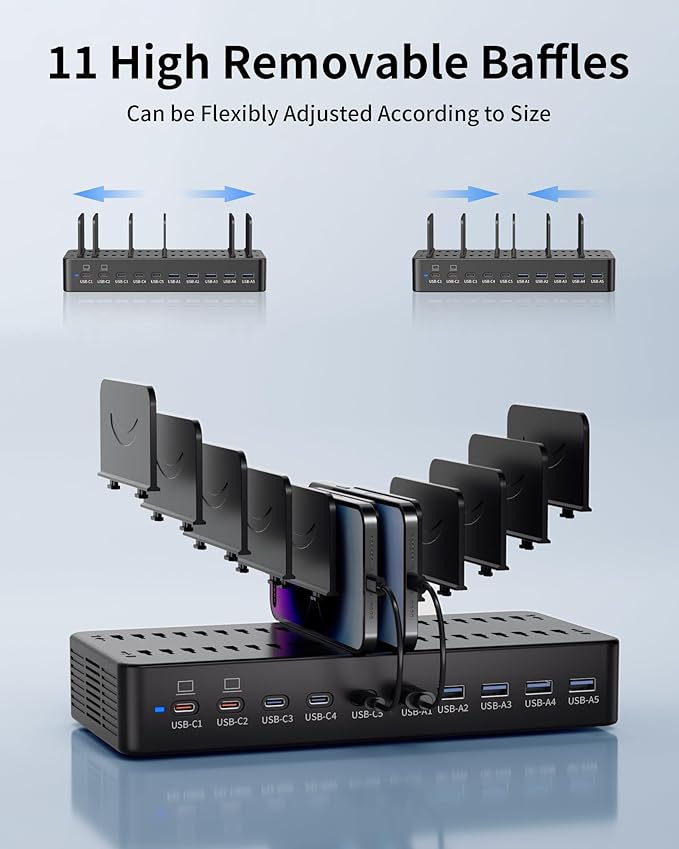 580W Charging Station for Multiple Devices, 10-Port USB C Fast Charger Station - Image 8