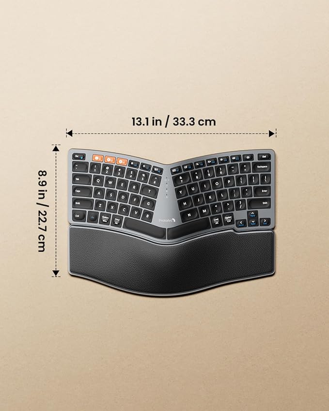 ProtoArc Bluetooth Ergonomic Keyboard, EK04 Mini Compact Wireless Ergo Split - Image 6