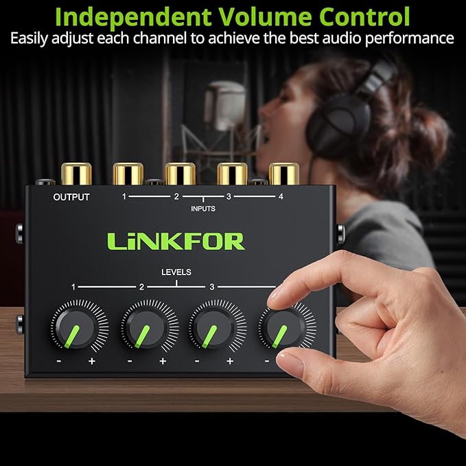 LiNKFOR 4 Channel Stereo Audio Mixer CX400 Metal Shell Support RCA Input and - Image 4
