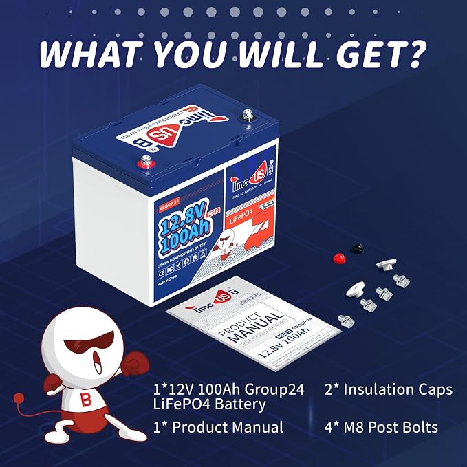 12V 100Ah Group24 Mini LiFePO4 Battery, Grade A Battery Cells, Drop-in - Image 8