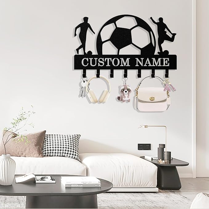 Personalized Football Key Holder Wall Mount, Custom Metal Key Rack Key Holder - Image 3