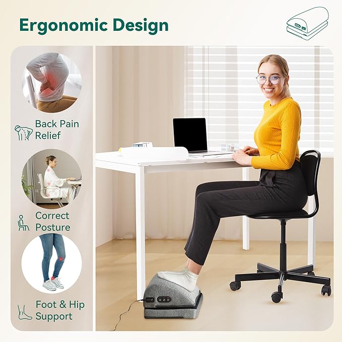 Snailax Heated Foot Rest Under Desk at Work, Ergonomic Footrest - Image 7
