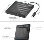 Amicool External DVD Drive USB 3.0 USB C CD Burner CD/DVD +/-RW Optical Drive - Image 5