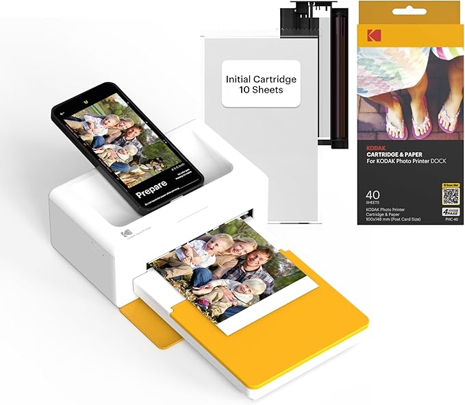 KODAK Dock Plus 4PASS Instant Photo Printer, 4x6 inches, 50 Sheets Bundle by Kodak