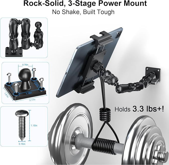 PLDHPRO Tablet Holder for Car Dashboard Heavy Duty Drill Base 360° Adjustable - Image 5