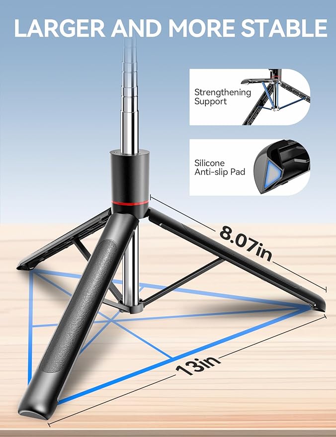 Takerers 67" Cell Phone Tripod Stand & Selfie Stick - Image 8