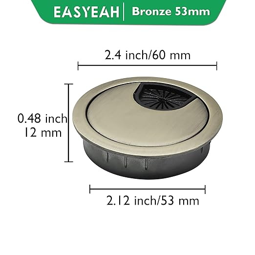 1 Pcs Desk Grommet 2-1/16" / 53 mm, Desk Cord Hole Cover, Cable Grommet Metal - Image 8