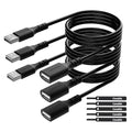 3 Pack USB Extension Cable 2 FT, Short USB 2.0 Type A Male to Female Extender by Conable