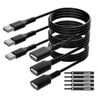 3 Pack USB Extension Cable 2 FT, Short USB 2.0 Type A Male to Female Extender by Conable
