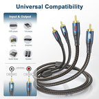 RCA Cable Subwoofer Cable 2RCA Male to 2RCA Male Stereo Audio Cable Y Splitter - Image 3