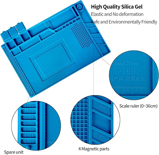 Kaisi S-160 Soldering Mat Insulation Silicone Magnetic Repair Work Station Mat - Image 3