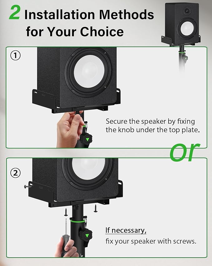 Set of 2 Dual Side Clamping Studio Monitor Stands Short Desktop Clamp Speaker - Image 5