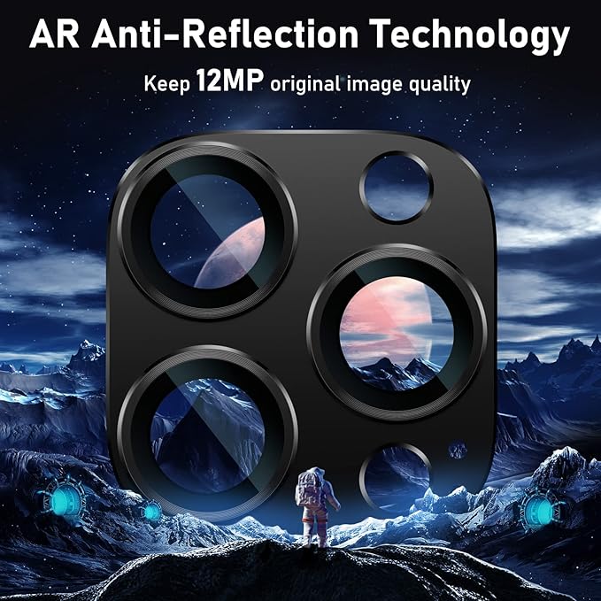 UniqueMe for iPhone 13 Pro/iPhone 13 Pro Max Camera Lens Protector, Metal Ring - Image 3