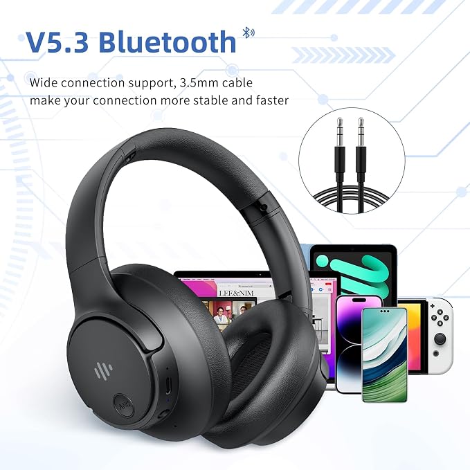 Active Noise Cancelling Headphones, Wireless Over Ear Bluetooth Headphones - Image 3
