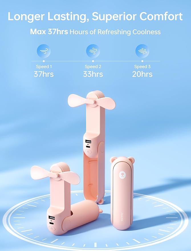 JISULIFE Handheld Fan with 4500 mAh Powerbank Max 37 Hours Runtime, Pocket - Image 3
