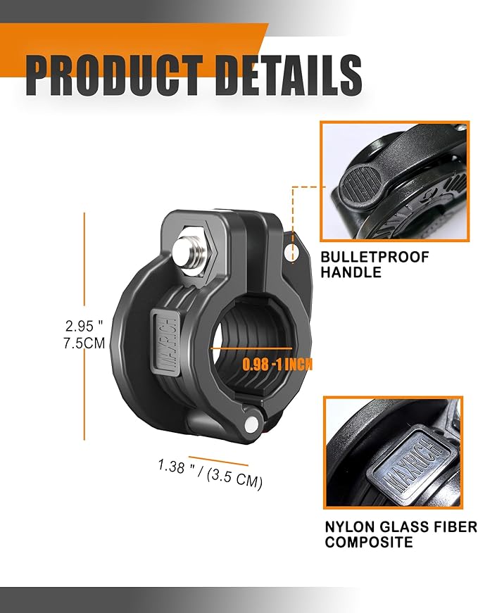 MAXRICH T Barbell Clamp 1 inch Multiple Sizes & Adjustable Weight Clips - Image 5