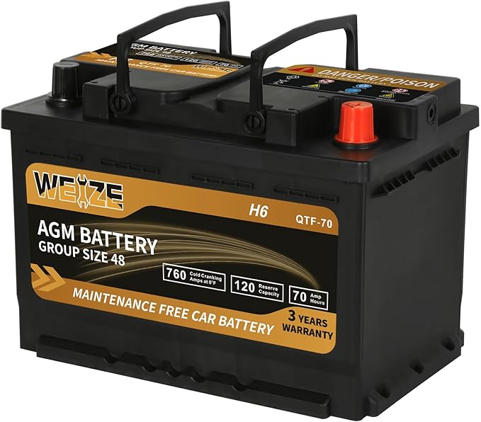 Weize Platinum AGM Battery BCI Group 48-12v 70ah H6 Size 48 Automotive Battery - Image 5