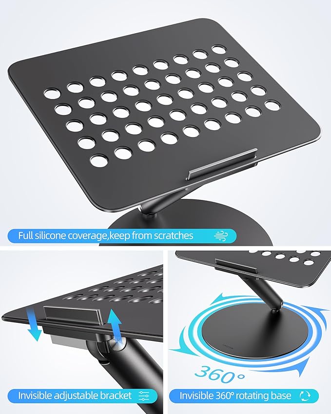 LULULOOK Laptop Stand for Desk, Full Aluminum Computer Stand, 360 Rotating - Image 5