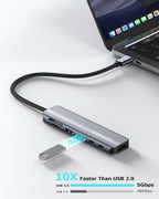 USB C Hub Multiport Adapter for Laptop MacBook Air/Pro, 100W PD, 2xUSB-A 3.0 - Image 3