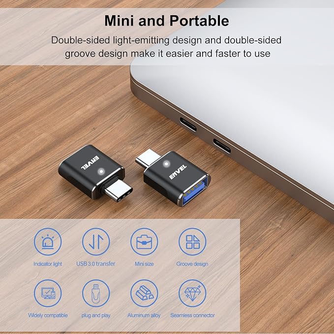 ENVEL USB to USB C Adapter, USB3 5Gbps High Speed Data Transfer, OTG Converter - Image 6