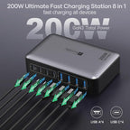 USB C Fast Charger Block 200W, 8 Ports Charging Station - Image 2