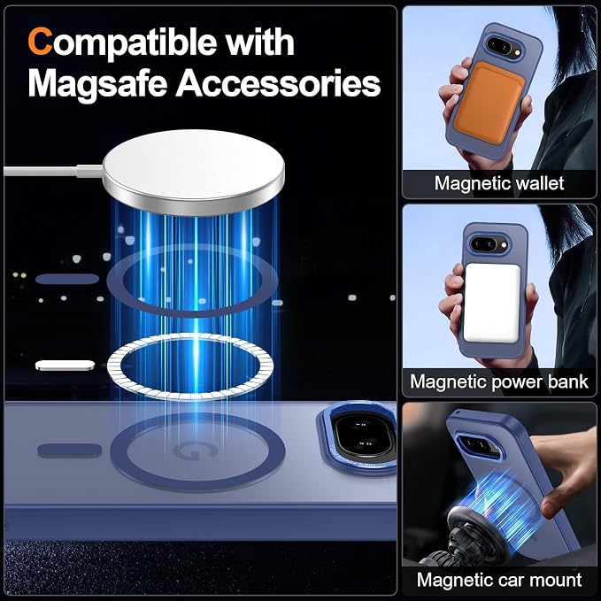 Magnetic for Google Pixel 9a Case, Shockproof Slim Translucent Matte Anti-Slip - Image 2