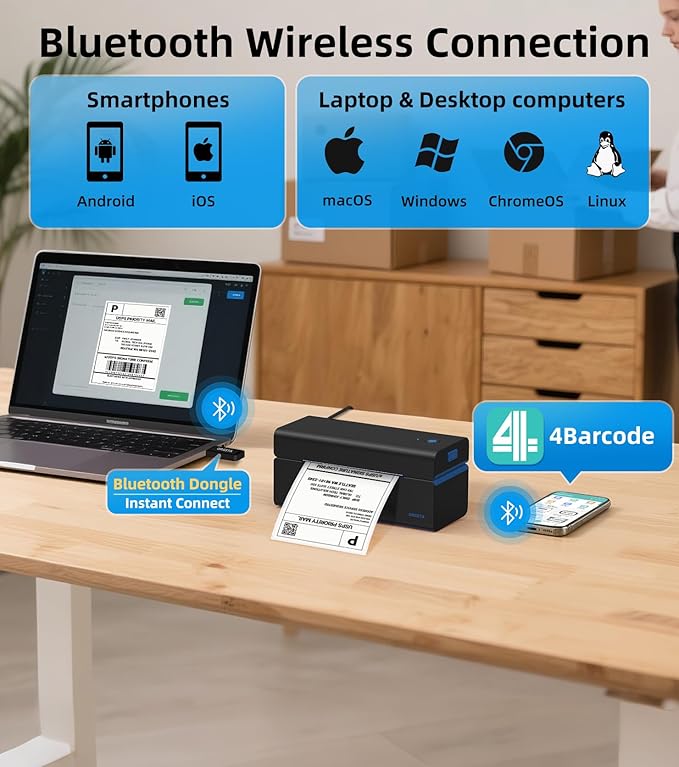 ORGSTA Bluetooth Thermal Shipping Label Printer T001-Plus Wireless 4x6 Shipping - Image 2