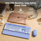 Wireless Keyboard and Mouse Combo, Magnetic Soft-Touch Wrist Rest, Round Keycaps - Image 7