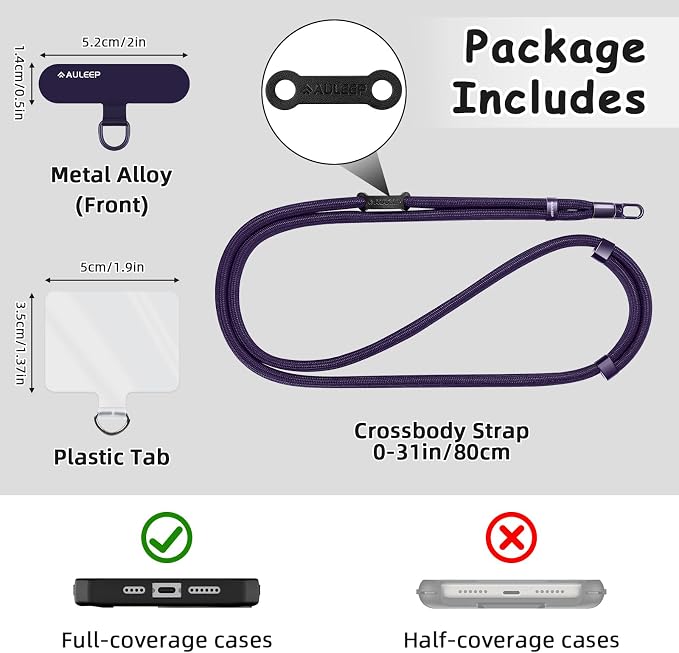AULEEP Universal Phone Lanyard Corssbody, Anti-theft Phone Strap - Image 2