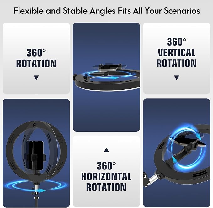 Overhead Camera Mount with Ring Light Phone Holder, Phone Tripod with Light - Image 6