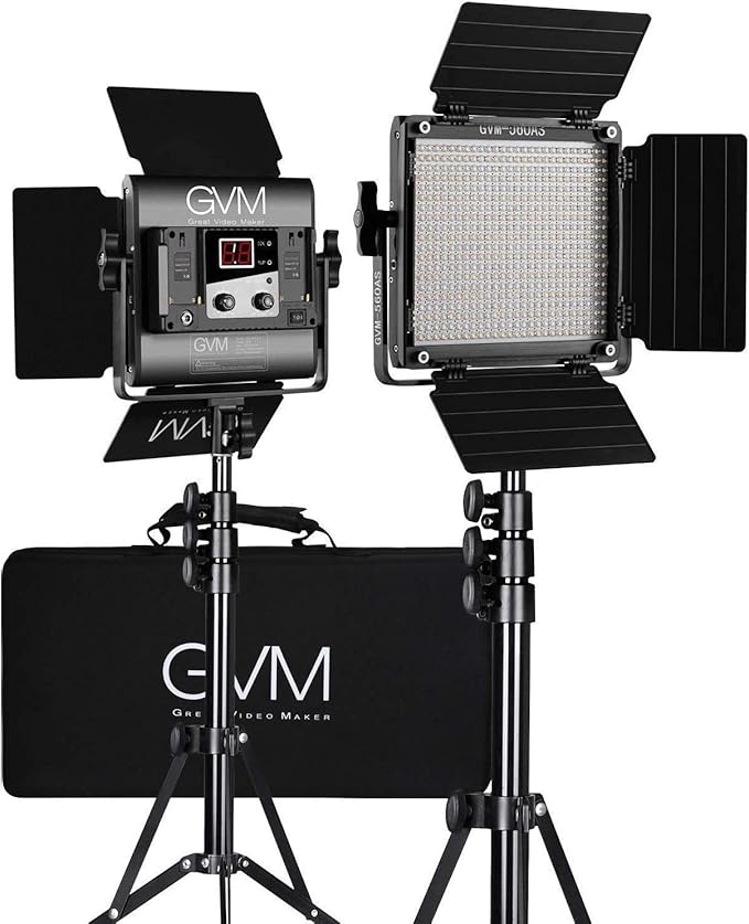 GVM 560 LED Video Light, Dimmable Bi-Color, 2 Packs Photography Lighting by GVMGreatVideoMaker