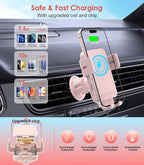 Wireless Car Charger, MOKPR 15W Fast Charging Auto-Clamping Car Charger Phone - Image 2
